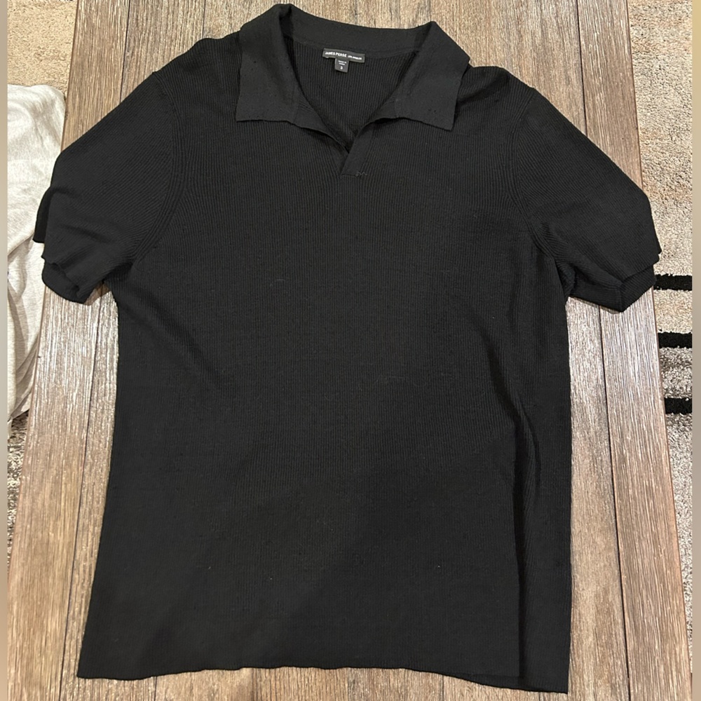 James Perse Ribbed Linen-Blend Polo Shirt